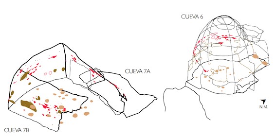 Map of caves 6 and 7 at Risco Caído. The structur