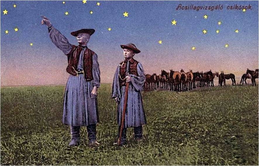Old postcard representing shepherds’ star lore.