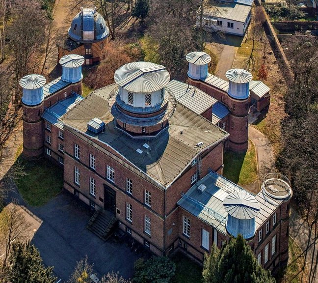Bonn Observatory, aerial view with 7 domes and in 