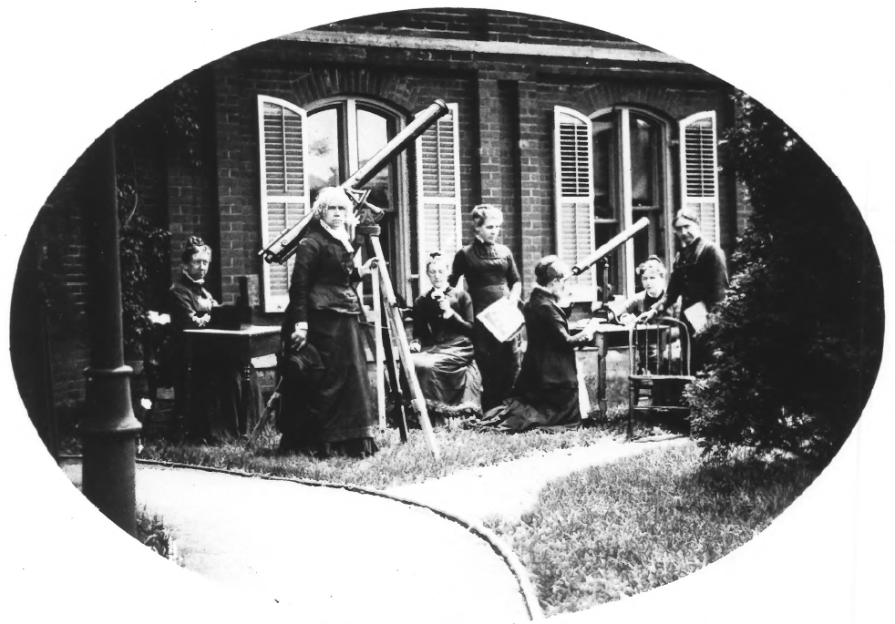 Maria Mitchell and her students, astronomy class, 