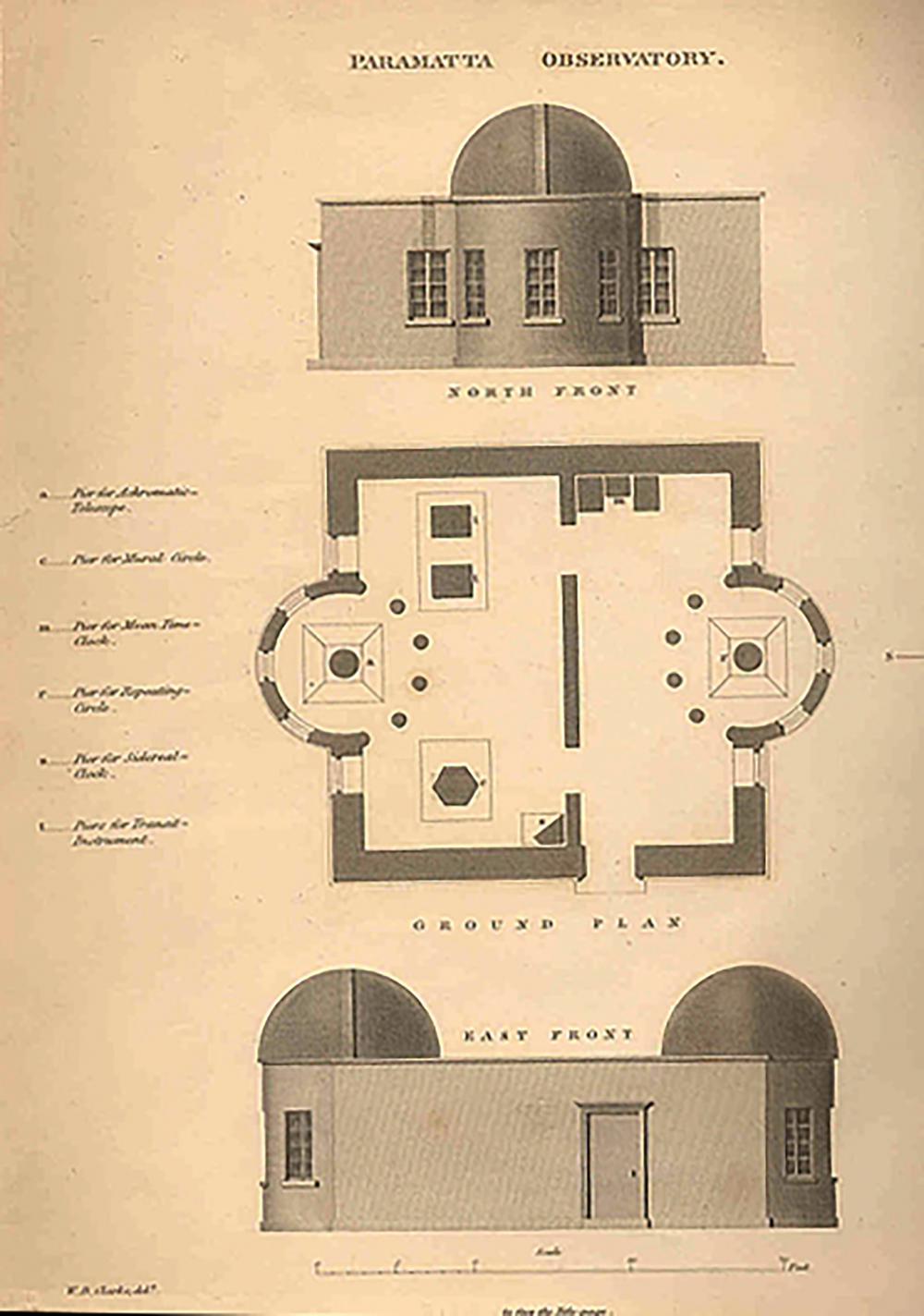 Paramatta Observatory (1822), footprint and meridi