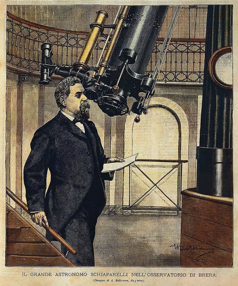 Schiaparelli in Brera Observatory, drawing by Belt