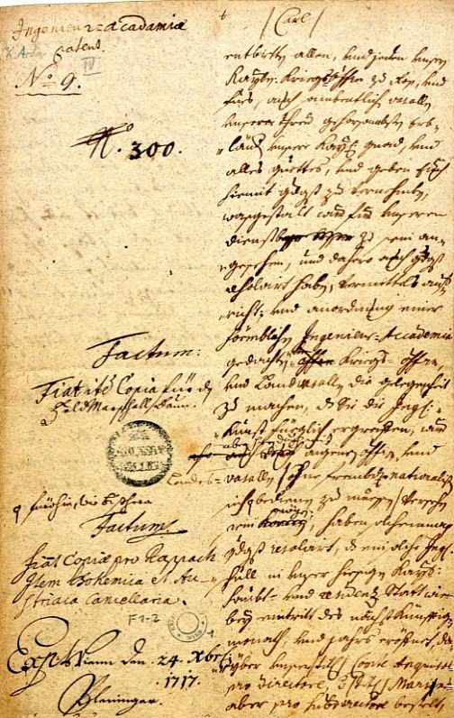 Patent of December 24, 1717 for the establishment 