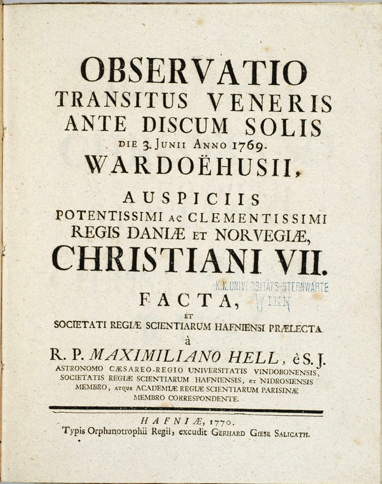 Father Maximilian Hell’s <i>Observatio
