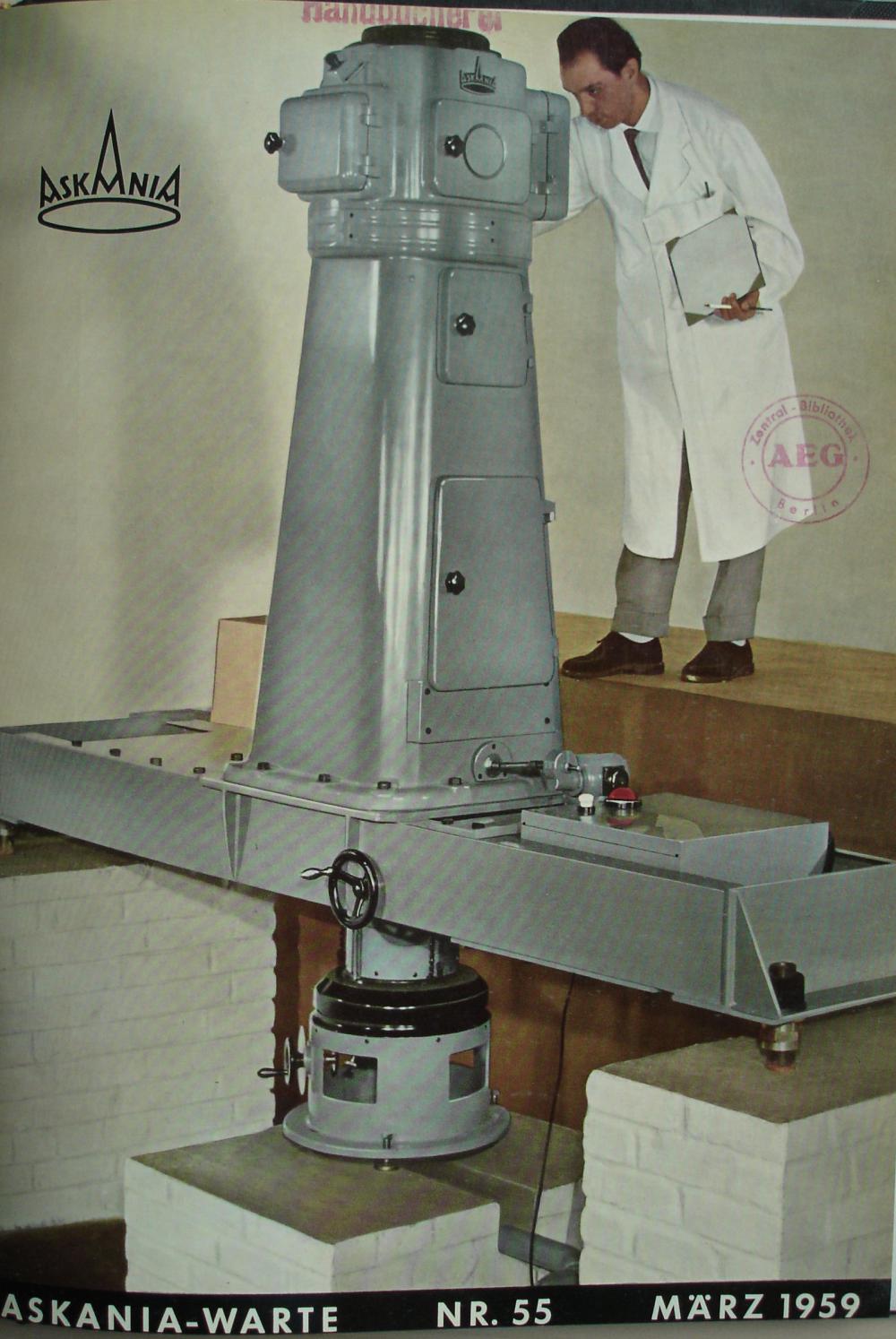 Zenith telescopes, made by Askania of Berlin (1955