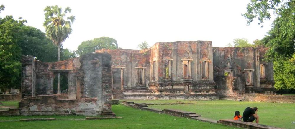 Ruins of King Narai country retreat at the water r