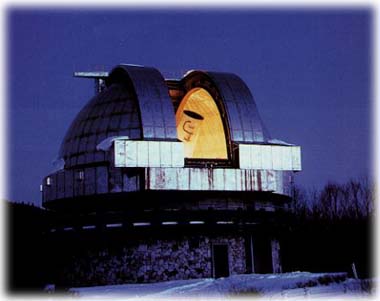 Kiso Observatory (1974) at night, (credit: NAOJ)